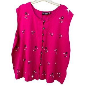 Vintage Shelly & Arnold size 1X embroidered covered buttons vest.